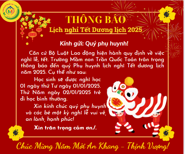 TB nghỉ tết 2025